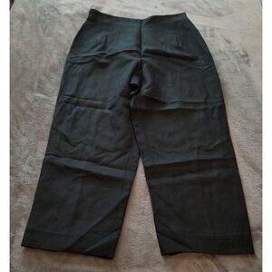 Smooth Studio Womens Sz 6 Petite High Waist Silk Linen Cropped Capri Pants Black